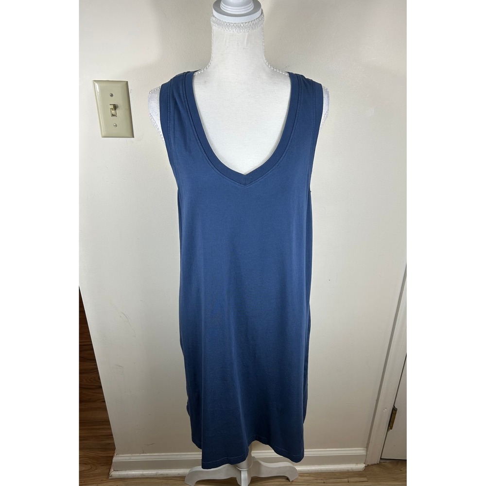 Pact Tank Dress Womens M Blue Softspun Organic Cotton A Line Casual Minimalist
